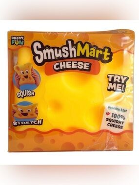 Crazy Fun SmushMart Cheese Squishy Fidget Stress Yellow Toy